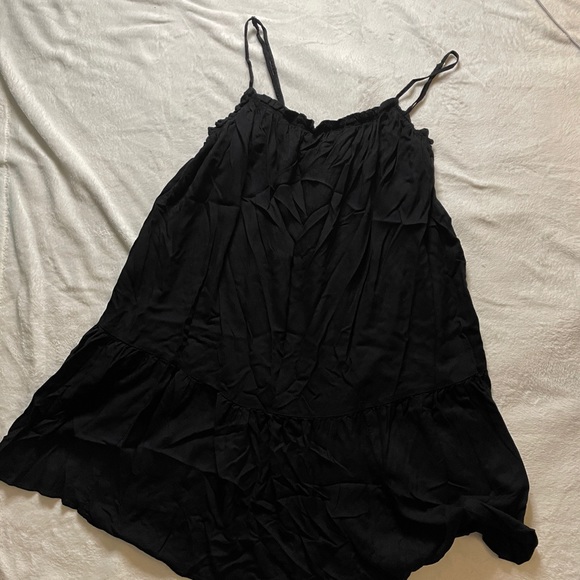 Black flounce hem skinny strap short dress - Picture 1 of 3